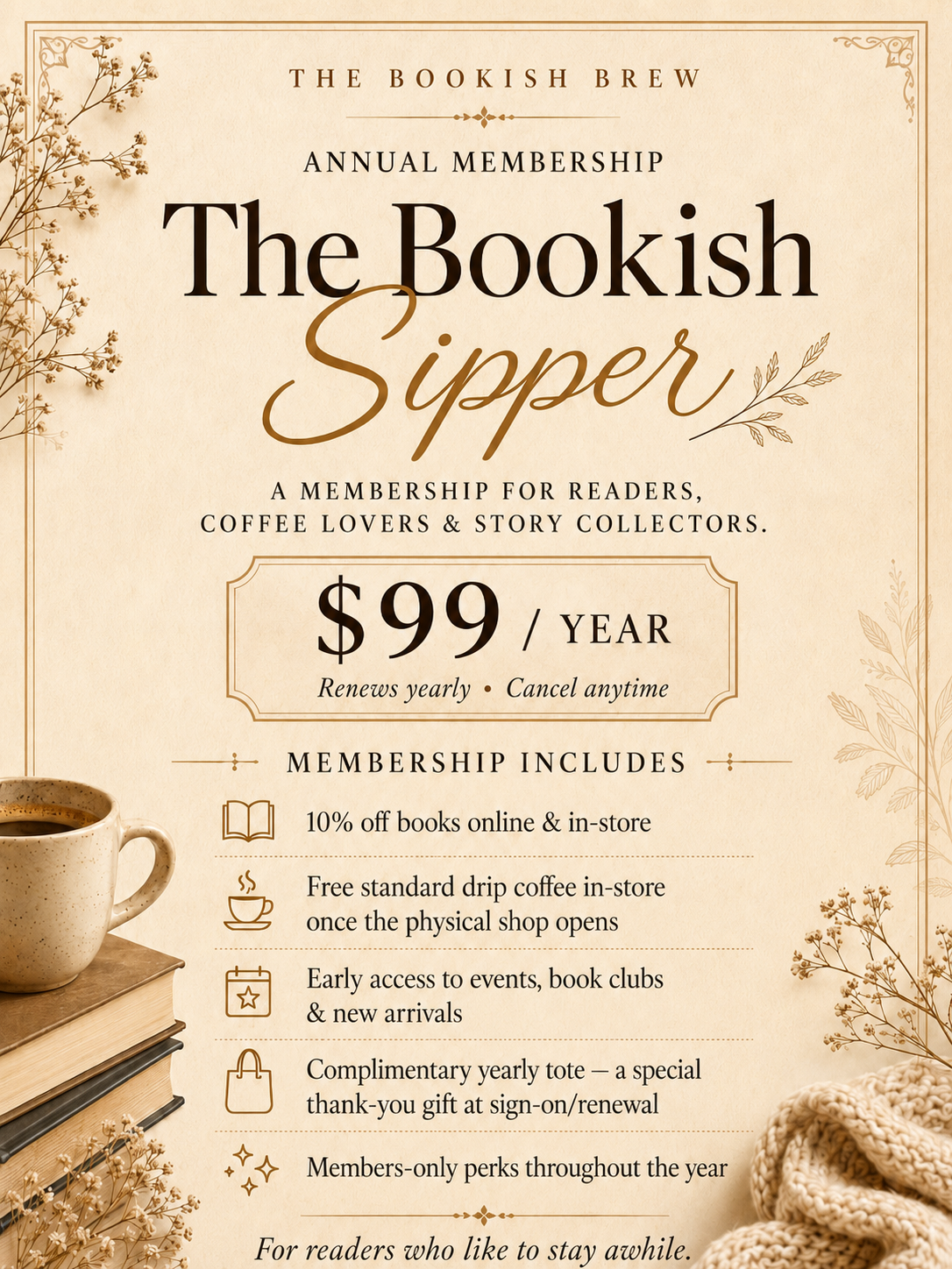 The Bookish Sipper - Annual Membership