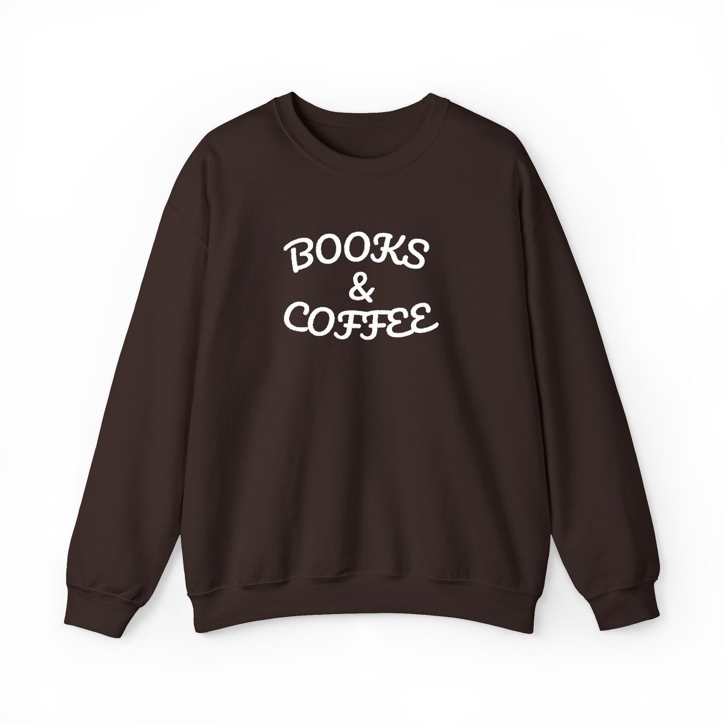 Books & Coffee Embroidered Crewneck — Vintage Reader Sweatshirt