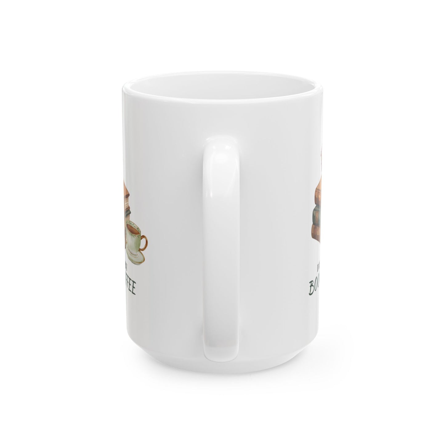 Books & Coffee Reader Mug — Cozy 15oz Ceramic Coffee Cup